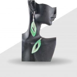 Boucles d'Oreilles Feuillage Emeraude