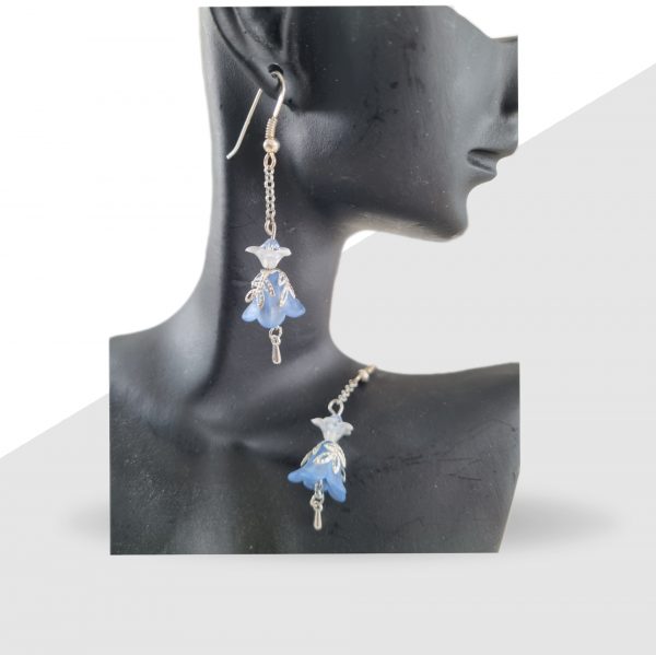 Boucles d'oreilles Lucite Fleur Bleue