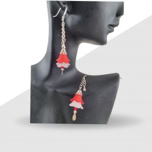 Boucles d'Oreilles Florales Blanc Rubis