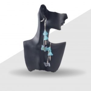 Boucles d'Oreilles Papillons Fleurs Bleues