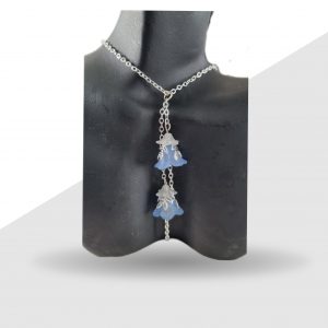 Collier Floral Double Lucite Bleu